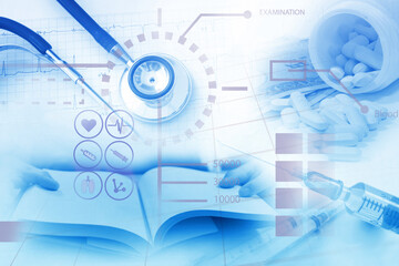 healthcare education , medical learning innovation and research concept