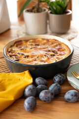 close-up view of delicious sweet fruit pies with plumes 