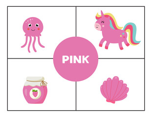 Learning basic primary colors for children. Pink.
