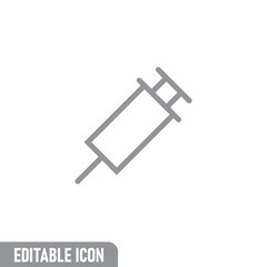 Syringe icon. Vaccine vaccination symbol. Editable line stroke.
