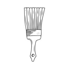 Hand drawn paintbrush isolated on a white background. Doodle, simple outline illustration. It can be used for decoration of textile, paper.
