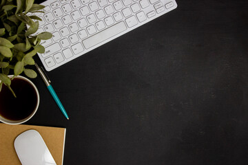 computer mouse and keyboard on working space. 