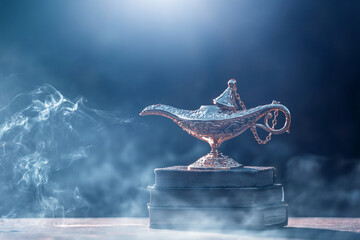 Ramadan kareem background with magic Aladdin lamp