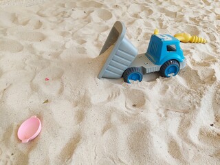 all kinds of toys in the Children's bunker  for the joyful concept of sandpit 