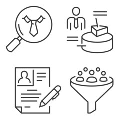 Set related to headhunting line icons. Contains such icons as
