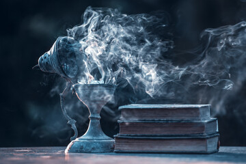 Ramadan kareem background with censer and smoke