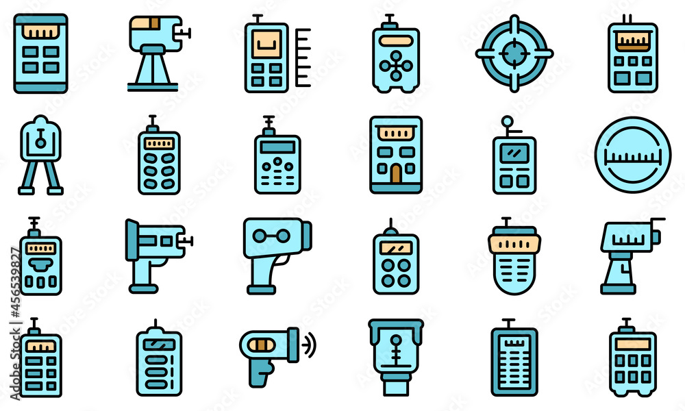 Aufkleber laser meter icons set. outline set of laser meter vector icons thin line color flat isolated on whit