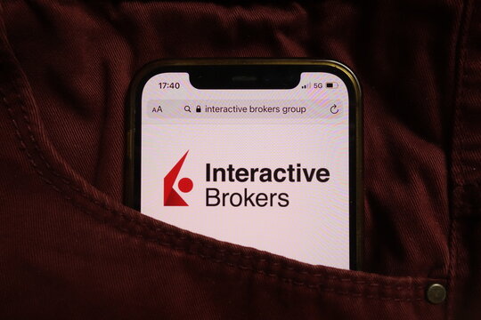 KONSKIE, POLAND - September 04, 2021: Interactive Brokers LLC logo on mobile phone hidden in jeans pocket
