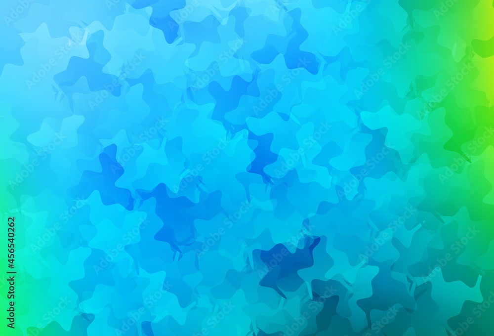 Poster light blue, green vector pattern with random forms.