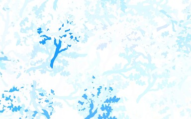 Light BLUE vector doodle background with leaves, branches.