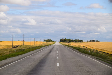 Fototapeta na wymiar Lonely roads in the Kazakh steppe