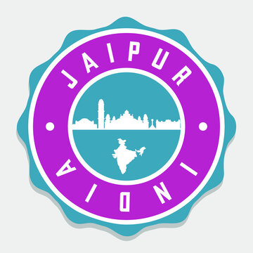 Jaipur, Rajasthan, India Badge City Vector Seal. National Symbol Skyline Stamp Design Icon Label. 