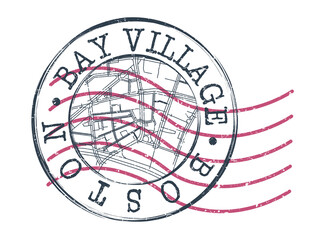 Bay Village, Boston, MA, USA Stamp Map Postal. Silhouette Seal Roads and Streets. Passport Round Design. Vector Icon. Design Retro Travel National Symbol.