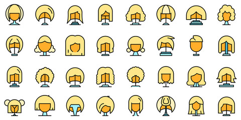 Wig icon. Outline wig vector icon thin line color flat isolated on white