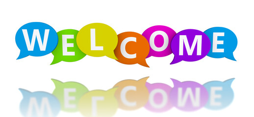 Welcome Sign Banner Colorful Bubbles Welcoming Concept