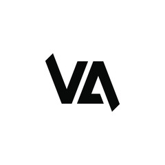 initial black simple VA logo design vector
