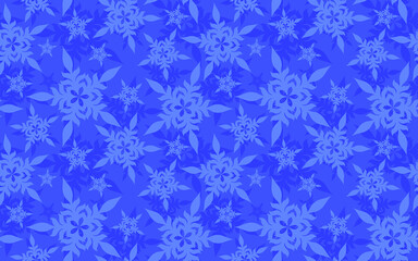 Snowflakes  seamless pattern in blue