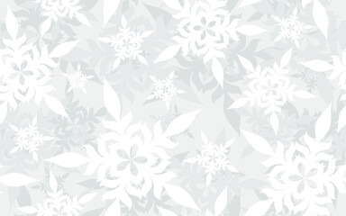 Snowflakes vector seamless pattern in monochrome