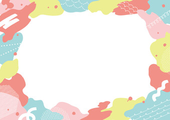 レトロポップなネオンカラー雲模様フレーム