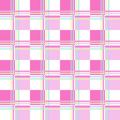 Abstract graphic seamless design in pastel line and pink square repeatedly on white background. Vector beautiful plaid pattern design for decorating , fabric, wrapping, textile, wallpaper, apparel