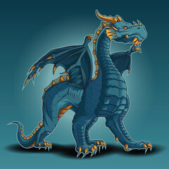 Blue dragon, Ice dragon vector illustrations