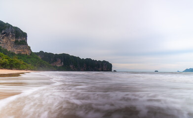 Beach sea sunset or sunrise with sky and cloud in twilight