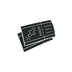 Flight Tickets Icon Silhouette Illustration. Airport Pass Vector Graphic Pictogram Symbol Clip Art. Doodle Sketch Black Sign.