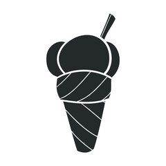 Ice Cream Food Icon Silhouette Illustration. Summer Sweet Vector Graphic Pictogram Symbol Clip Art. Doodle Sketch Black Sign.
