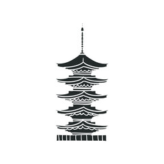 Japanese Temple Icon Silhouette Illustration. Asian Buildings Vector Graphic Pictogram Symbol Clip Art. Doodle Sketch Black Sign.
