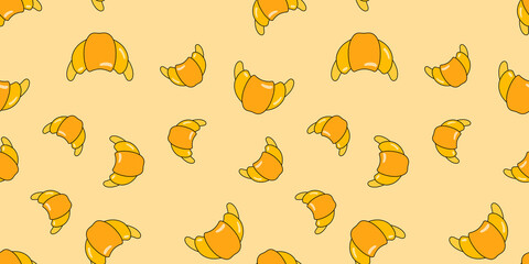 Croissant seamless pattern. Vector croissant background for design. Food concept.