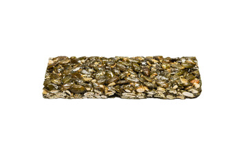 Bar with nuts isolated on a white background. Pumpkin seeds bar.