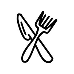 plastic knife and fork line vector doodle simple icon