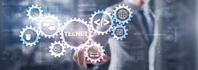 Telnet Virtual terminal client. Internet and Network concept
