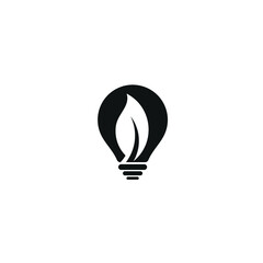 Vector Logo Leaf Light bulb Design, Smart Energy Light Symbol Inspiration