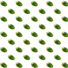 Seamless pattern with whole green mango on white