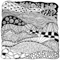 Artistically ethnic pattern. Hand-drawn, ethnic, floral, retro, doodle, vector, zentangle tribal design element. Pattern for coloring book