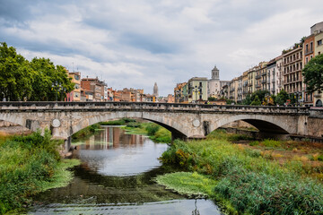 Onyar river bridge in Girona, Spain