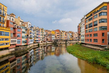Fototapeta na wymiar Girona old town, jewish quarter view, Catalonia, Spain