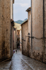 narrow street in Girona, Spain