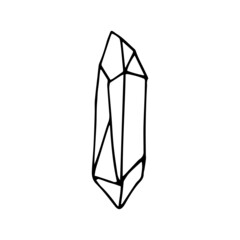 Hand drawn magical crystal vector line doodle illustration