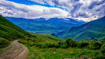 Majestic mountains in the clouds