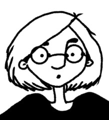 illustration caricature of funny woman in glasses isolated on white