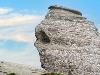 Close up detail with the natural rock formation in the Bucegi Natural Park which is in the Bucegi...