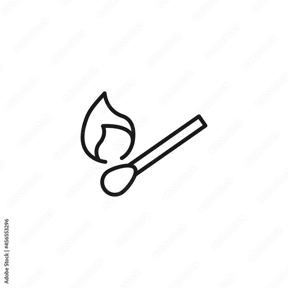 Poster editable stroke. vector line icon of flaming match