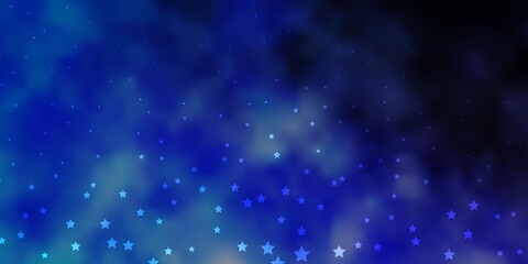 Dark Purple vector background with colorful stars.
