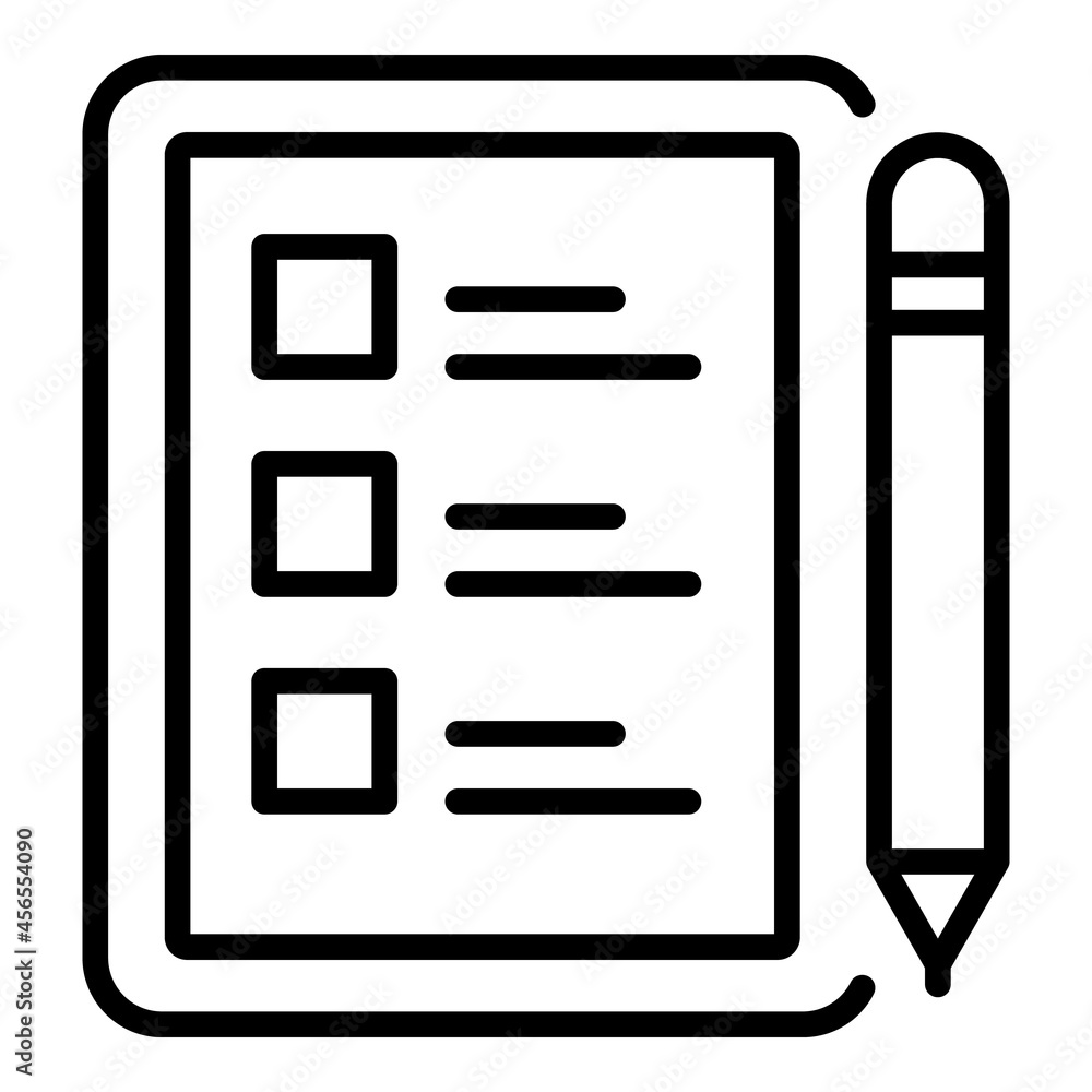 Poster tablet to do list icon outline vector. hand notepad. checklist pad