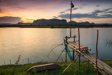 Beautiful sunset  in Phu Pha Man, Khon Kean province, Thailand.