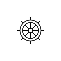 Profession of a sailor concept. Line icon of ship's rudder - obrazy, fototapety, plakaty