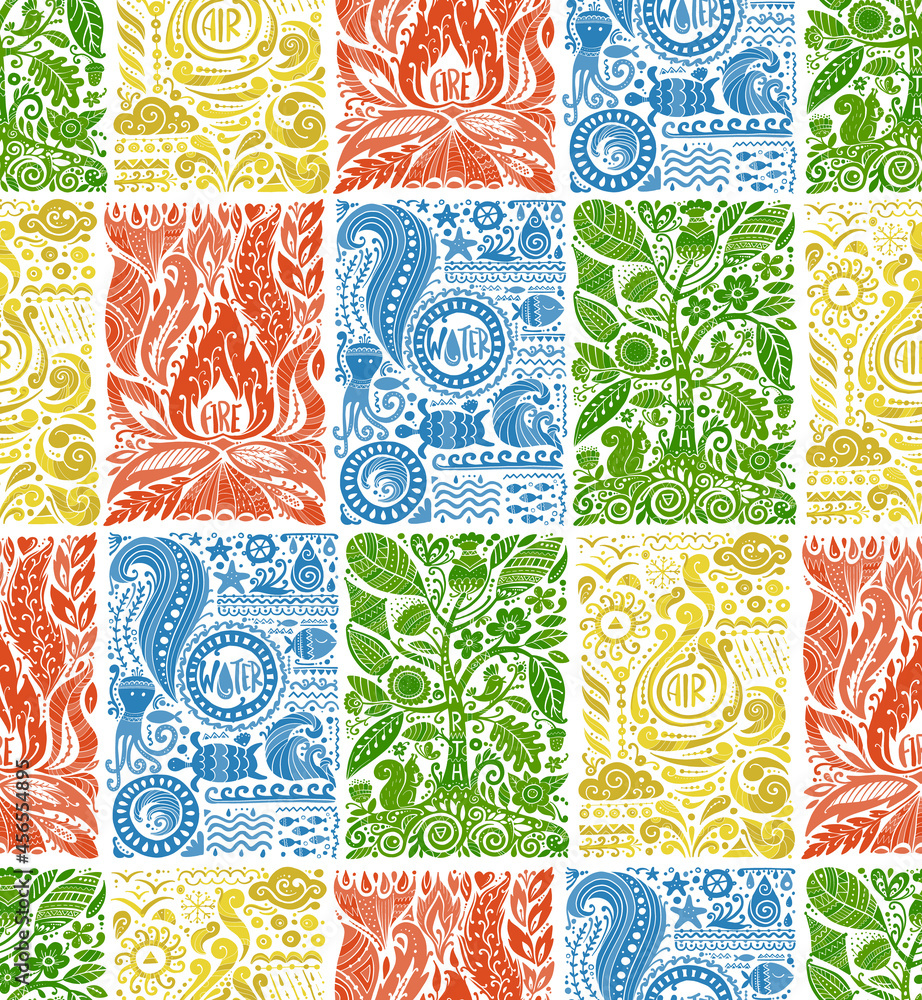 Poster four elements. seamless pattern for your design