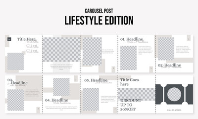 Set of editable social media instagram carousel post fashion design vector template ai and eps10
